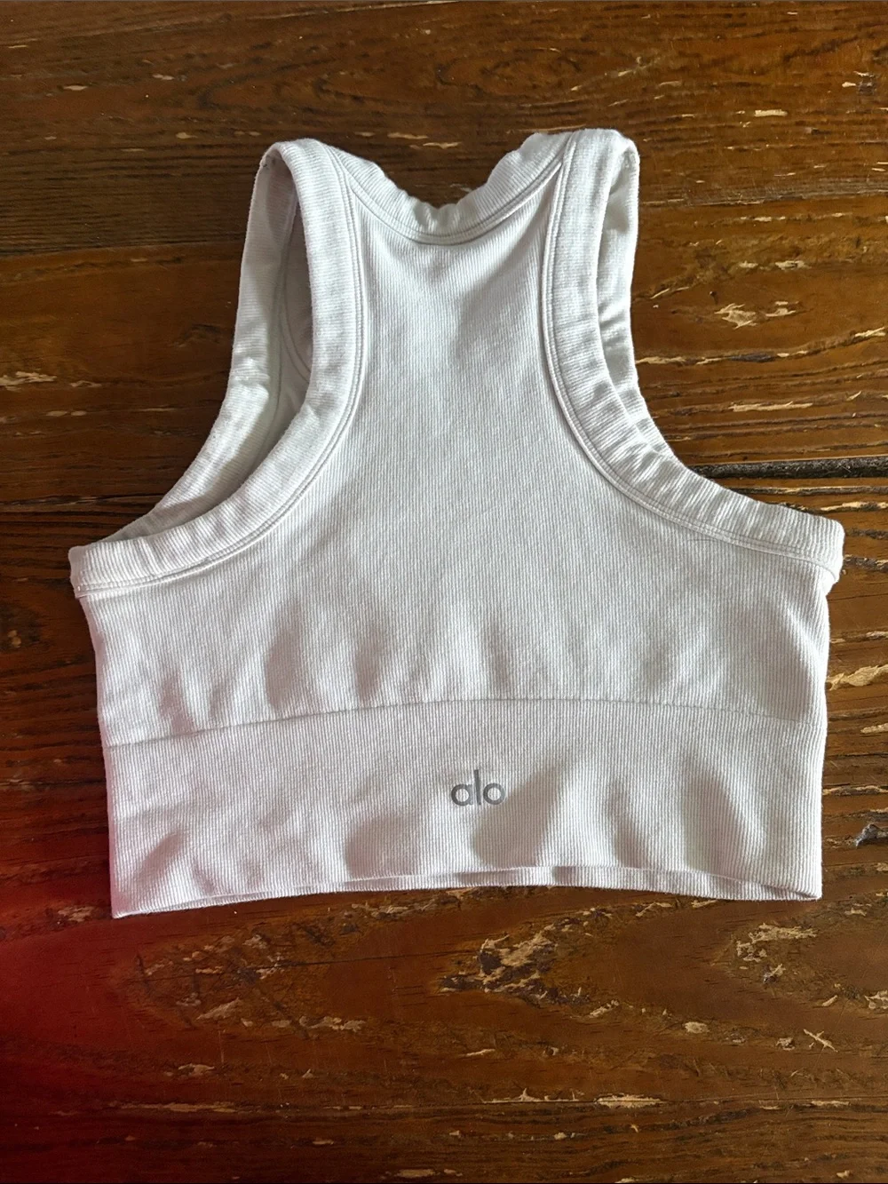 ALO Yoga White Ribbed High-Neck Crop Top